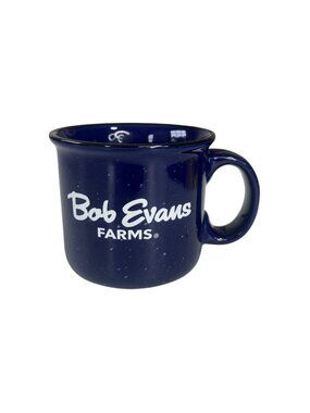 Bob Evans Farms Ceramic Mug Coffee Cup Blue Speckled Design